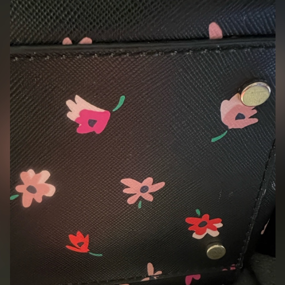 Kate Spade New York Staci Ditsy Buds Saffiano Leather Laptop Tote bag Black - Picture 11 of 14